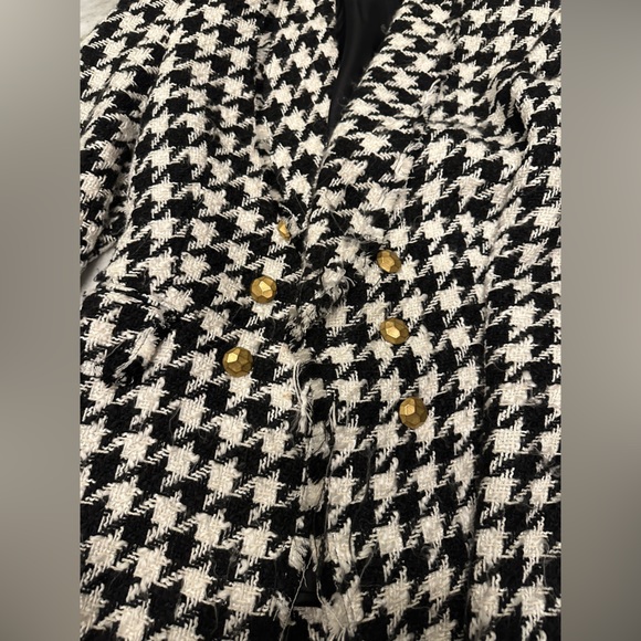 Zara Houndstooth Blazer Gold Button Limited Edition Jacket Inspired Designer - Picture 3 of 8